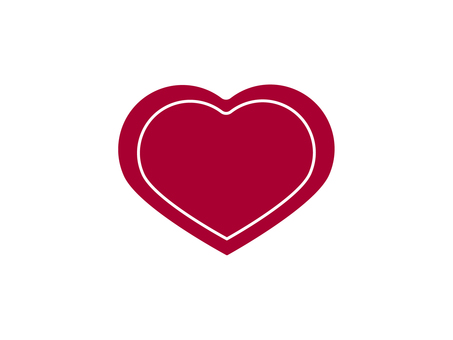 白ライン入りハートアイコン ハート,アイコン,シンプル,ライン,赤,白,背景透過,ベクター,愛,恋愛のイラスト素材