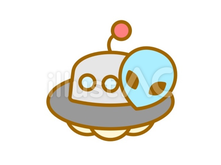 UFO　グレイ　青 ufo,宇宙人,グレイのイラスト素材