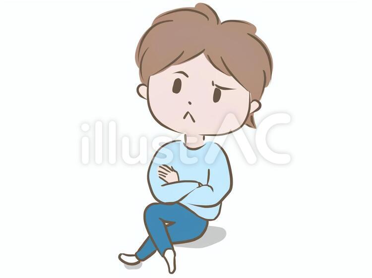 男の子　考え中　全身 男の子,子供,考え中のイラスト素材