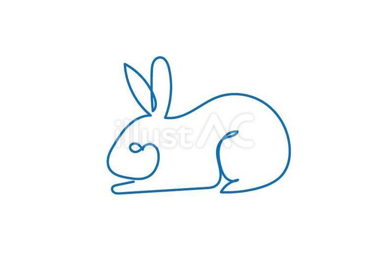 一筆書き　うさぎ③ 一筆書き,手描き,うさぎのイラスト素材