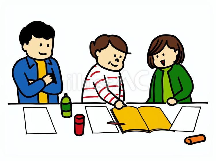 pta役員会で話し合う中年の女性 pta,役員会,役員のイラスト素材