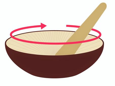 すり鉢ですりこぎを回すイラスト すり鉢,すりこぎ,すり棒,棒,こん棒,回す,する,調理,下拵え,料理のイラスト素材