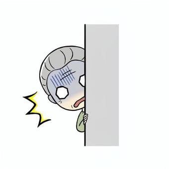 何かを目撃してしまったシニア男性 ショック,目撃,衝撃,大変,壁,のぞき見,目の当たり,驚愕,恐怖,青ざめるのイラスト素材