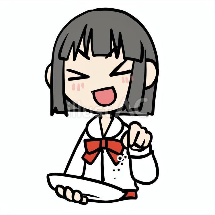 笑顔で塩を振る少女 少女,塩,振るのイラスト素材