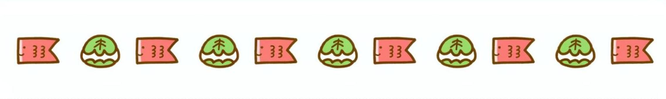 Line frame: Carp streamers and Kashiwamochi, children's day, kashiwa mochi, carp streamer, JPG and PNG