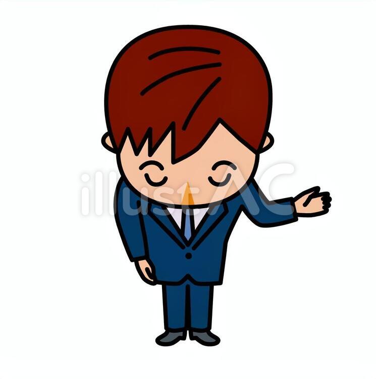 人物-案内-m04 こちらへ,頭を下げる,礼儀のイラスト素材