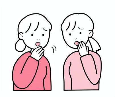 シンプル噂する若い女（p） シンプル,噂,噂話,女,人,線画,話,立ち話,友達,友人のイラスト素材