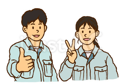 作業服の男女2人