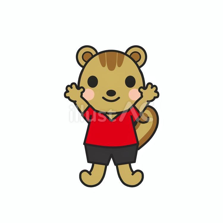 赤いウエアを着てバンザイするリス かわいい,部活,クラブ活動のイラスト素材