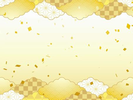 正月和風和柄年賀状 年賀状,和柄,和風,正月,可愛い,美しい,ベクター,紙吹雪,パーティー,お祝いのイラスト素材