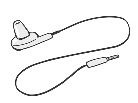イヤホン イヤホン,コード,主線あり,イラスト素材,広告,チラシ,cm,白背景,背景透過,ゆるかわのイラスト素材