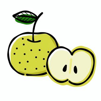梨 梨,手書き,フルーツ,和梨,果物,かわいい,フラット,シンプル,なしのイラスト素材