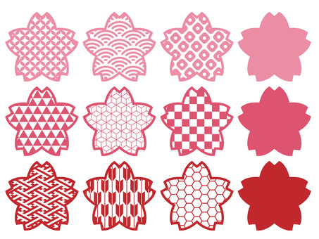 和のアイコンセット/桜 桜,アイコン,幾何学模様,セット,シンプル,かわいい,ベクターのイラスト素材