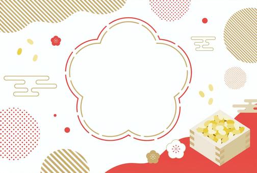 Setsubun cute Japanese pattern frame, , JPG, PNG and AI