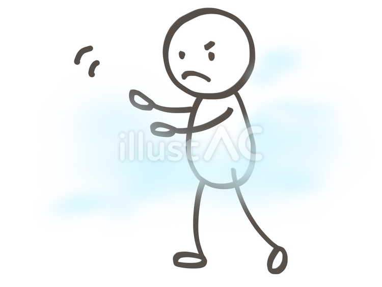 棒人間　朝靄の中気をつけて進む 棒人間,人,靄のイラスト素材