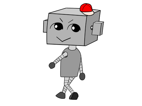 ロボット ロボ,人型,歩く,動く,ヒューマノイド,人工知能,振り返る,かわいい,帽子,ぼうしのイラスト素材