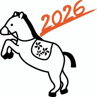 暴れ馬かわいい　 暴れ馬,かわいい,干支,たてがみ,尻尾,動物,デフォルメ,西暦,2026のイラスト素材