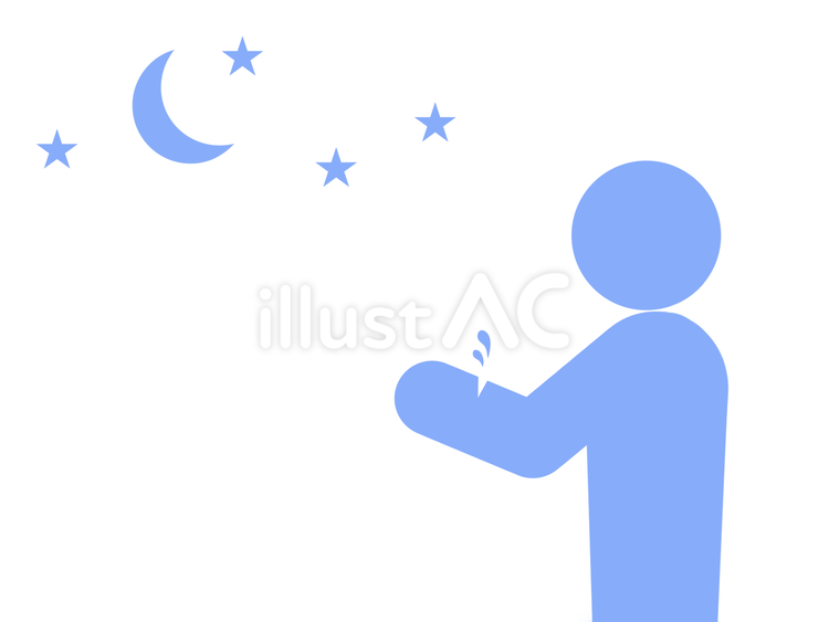 夜に手の切り傷から出血し痛がる人（水色） 怪我,切り傷,裂傷のイラスト素材