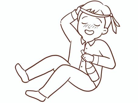 酔っぱらいの男性(色なし) 酔っぱらいの男性(色なし) 男性,会社員,社会人,飲み会,忘年会,酔っぱらい,酔う,納涼祭,酒瓶,瓶のイラスト素材