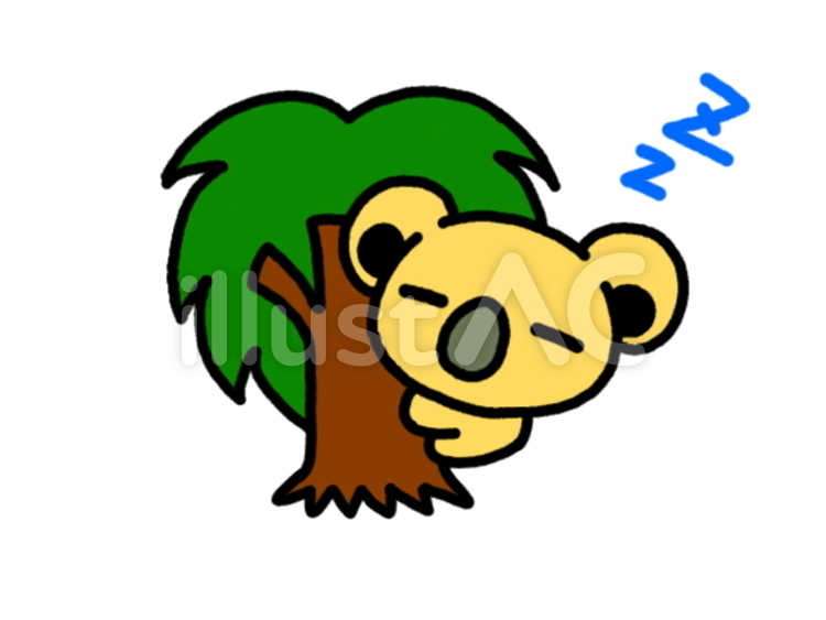 コアラ睡眠　黄 コアラ,動物,睡眠のイラスト素材