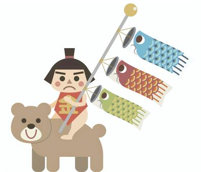 Children's day illustration cute kintaro, children's day, kintaro, carp streamer, JPG, PNG and AI