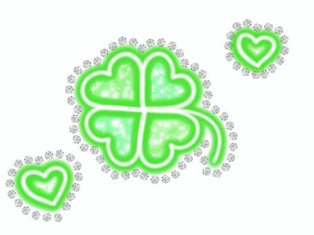 ストーンのクローバー クローバー,キラキラ,緑,四葉,ストーン,スパンコール,平成レトロ,かわいい,派手,ファンシーのイラスト素材