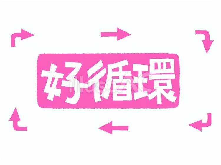 好循環 好循環,文字絵,矢印のイラスト素材