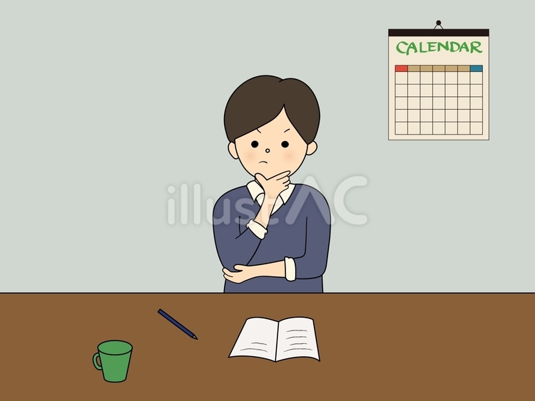 計画を立てる男性（主線あり） 計画,プラン,男性のイラスト素材