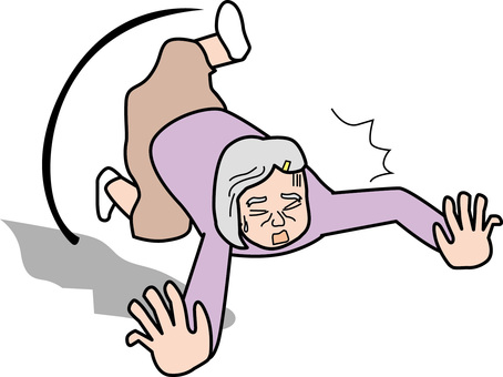 転ぶおばあちゃん 転ぶ,つまづく,転倒,危険,ケガ,注意,人物,年配,女性,おばあちゃんのイラスト素材