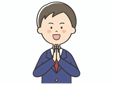 感謝する男子学生 お礼,笑顔,嬉しい,喜び,いただきます,ごちそうさまでした,感謝,ありがとう,感動,男の子のイラスト素材