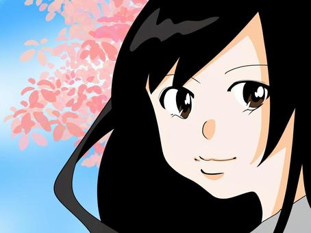 花と女の子のイラスト