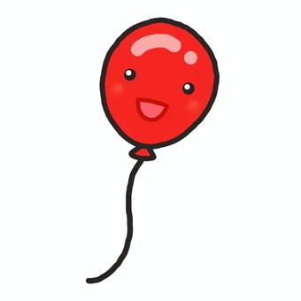 赤いふうせん(顔つき) ふうせん,風船,１つ,単体,赤い,シンプル,かわいい,ほのぼの,笑顔,元気のイラスト素材