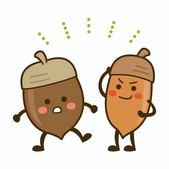 Illustration, acorn's back comparison, proverb, tree fruit, 