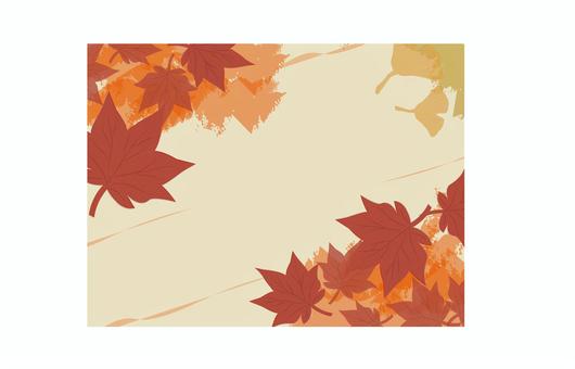 もみじといちょうの和柄背景イラスト 秋,紅葉,いちょう,背景,フレーム,敬老の日,秋分の日,和風,和柄,葉のイラスト素材