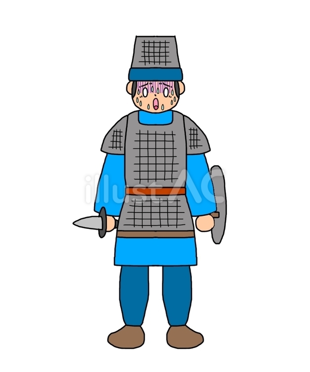 ネガティブな中国風戦士 戦士,兵士,闘士のイラスト素材