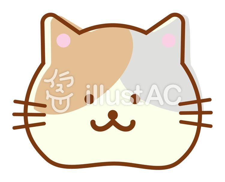 ネコの顔のアイコン(三毛猫) 猫,三毛猫,ペットのイラスト素材