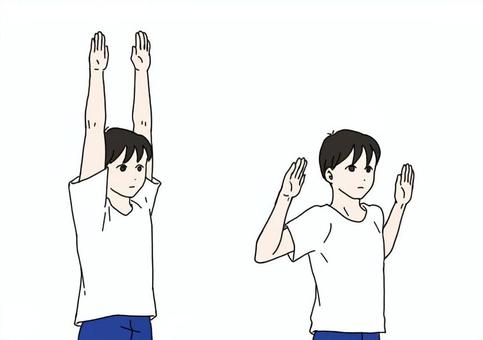 肩甲骨体操 男性,人,人物,体操,ストレッチ,肩甲骨,肩,エクササイズ,柔軟体操,運動のイラスト素材
