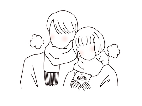 冬のカップル カップル,男女,冬,寒い,息,マフラー,温かい,仲良し,恋人,彼氏のイラスト素材