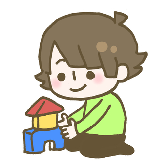 積み木で建物を作って遊ぶ子ども 積み木で建物を作って遊ぶ子ども こども,子ども,積み木,遊び,遊ぶ,積む,作る,建物,家,形のイラスト素材