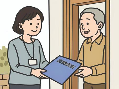 国勢調査5 国勢調査,調査員,住民調査,統計データ,訪問,女性,老人のイラスト素材