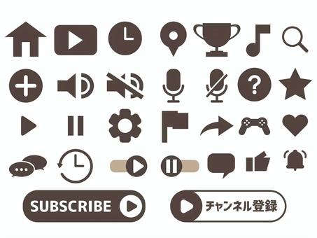動画関連アイコンセット　モノクロ ライブストリーム,動画配信,配信,放送,中継,実況,ゲーム実況,生放送,アイコン,セットのイラスト素材