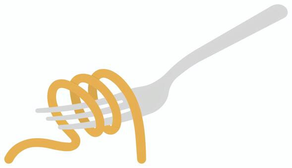 フォークで巻いたパスタ パスタ,スパゲティ,麺,フォーク,挿絵,アイコン,シンプル,白背景,透過,無料のイラスト素材