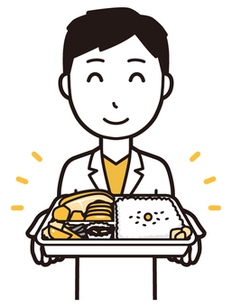  男性医師白衣(黄)-071-バスト 弁当,医者,医師,男性,白衣,スクラブ,病院,医療,ドクターコート,先生のイラスト素材