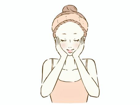 スキンケアをしている女性 スキンケアをしている女性 スキンケア,女性,顔のイラスト素材
