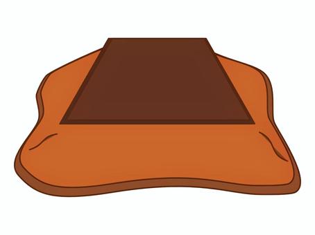 オレンジのこたつの手描きイラスト こたつ,オレンジ,ベクター,手描き,暖房,冬,寒い,温かい,挿絵,切り抜きのイラスト素材