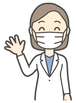  女性医師白衣-113-バスト マスク,女医,医師,女性,白衣,スクラブ,医者,病院,医療,ドクターコートのイラスト素材