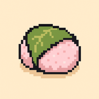 桜餅のドット絵 桜餅,さくらもち,和菓子,春,スイーツ,デザート,お菓子,甘味,もち,餅のイラスト素材