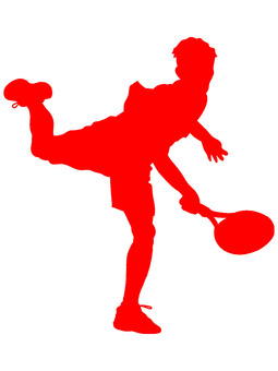 スポーツ　テニス　シルエット　赤