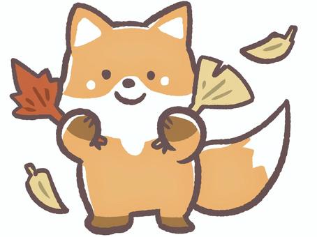 秋の落ち葉の紅葉とイチョウと動物のきつね 秋の落ち葉の紅葉とイチョウと動物のきつね 狐,落ち葉,9月,10月,秋,動物,生き物,哺乳類,葉っぱ,イチョウのイラスト素材