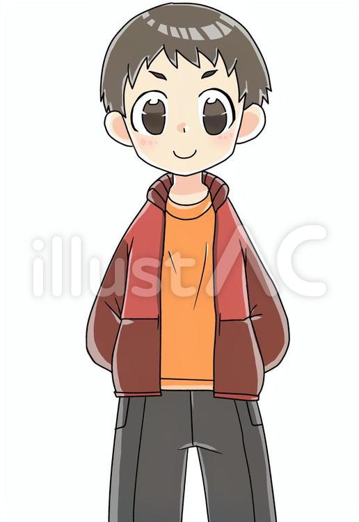 平凡少年立ち絵(楽) 平凡,少年,立ち絵のイラスト素材